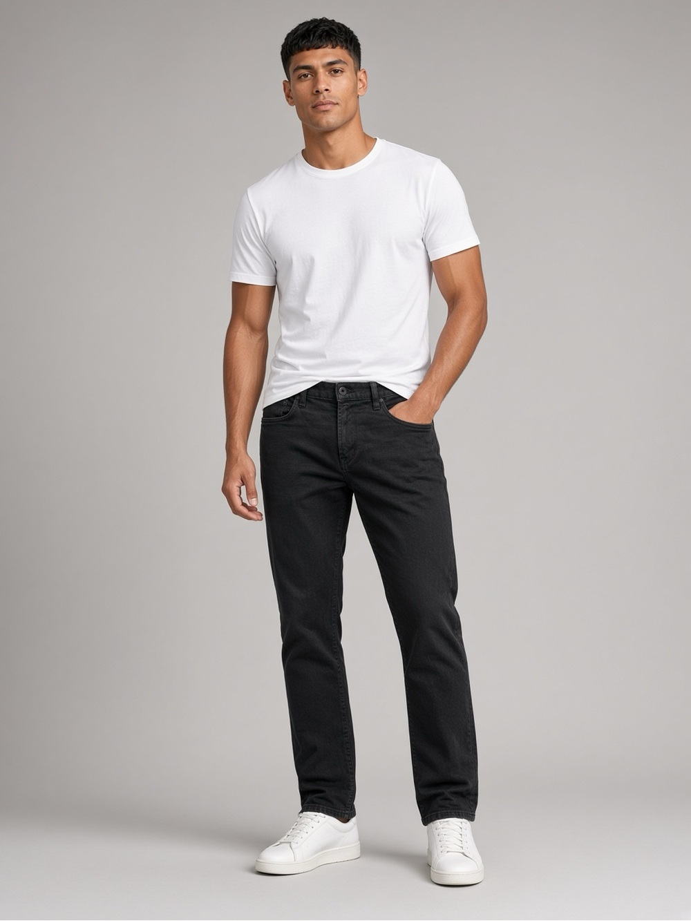 John Varvatos Black Straight-Leg Jeans